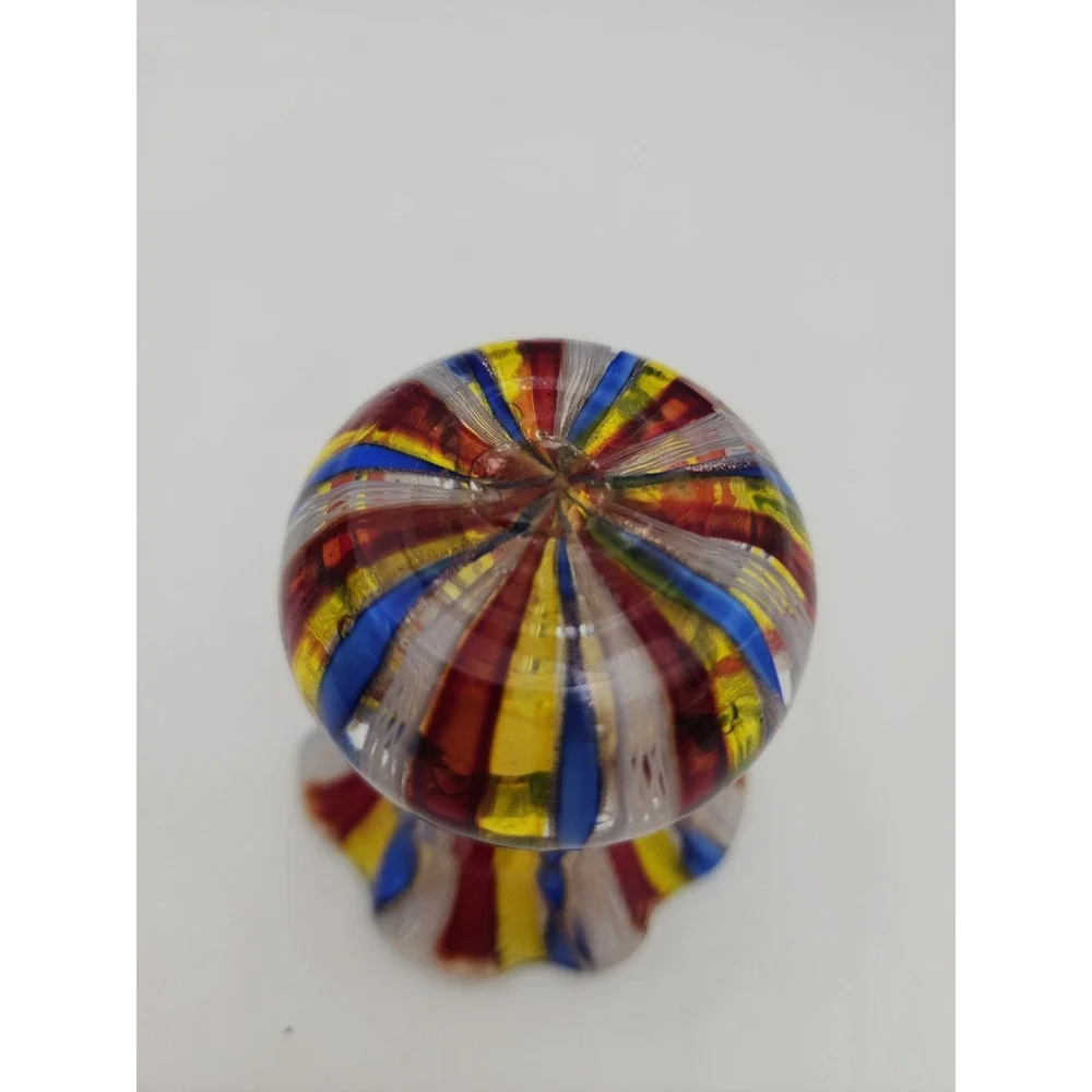 VTG MURANO Latticino Design In Tutti Fruity Colors Toothpick Holder Small Vase